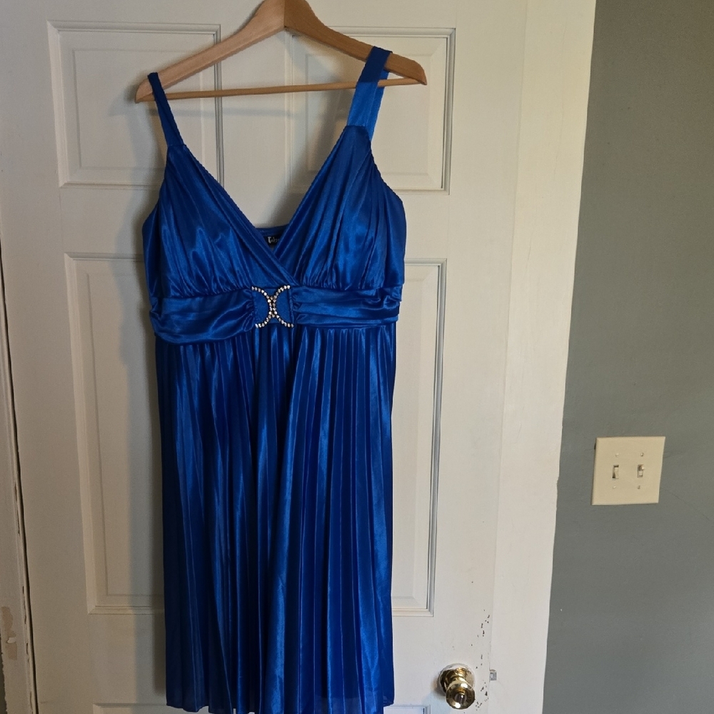 Taboo Royal Blue Pleated Midi Dress